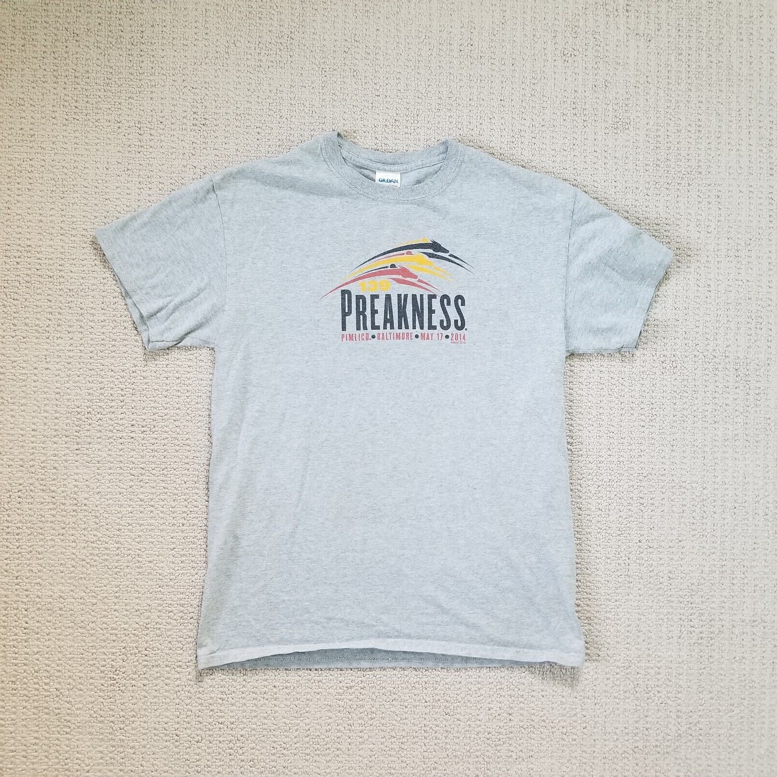 139th 2014 Preakness Stakes Pimlico Unisex Gray Tshirt Sz Med California Chrome